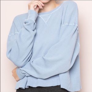 Brandy Melville Blue Laila Thermal Top